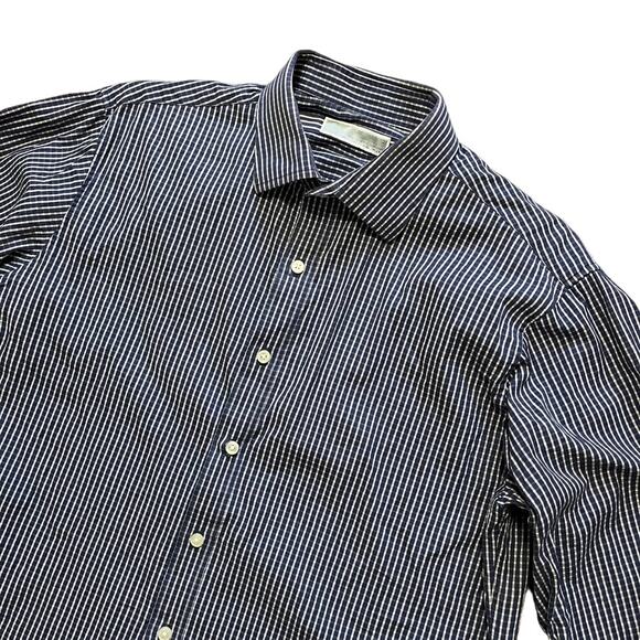 MICHAEL KORS Micro Plaid Button Front Shirt  Long sleeve Lightweight  SZ L - Picture 3 of 10